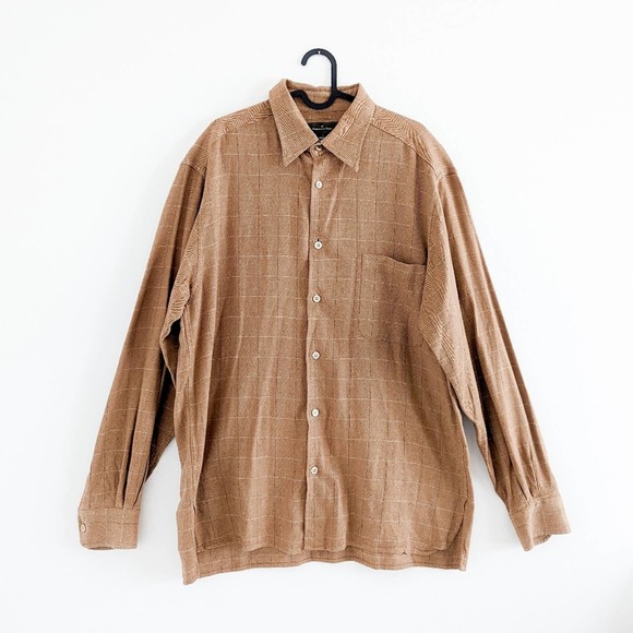 Ermenegildo Zegna Men's Tan Cotton Collared Long Sleeve Shirt Size Large - Picture 1 of 13